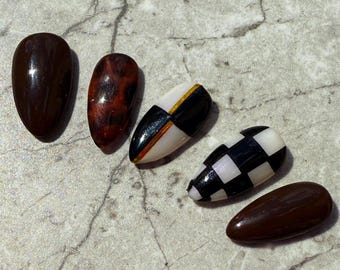 Tortoise Twist Tortoiseshell Press On Nails - Geometric Twist, Handmade