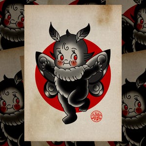 Traditional Tattoo Flash Print - Kewpie Mothman