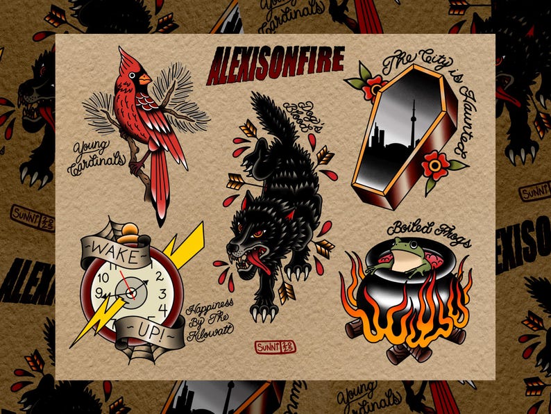 Traditional Tattoo Flash Print - Alexisonfire - Archival Matte Art ...