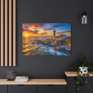 Portland Head Light Sunset Print: Maine Coastal Lighthouse Photography
