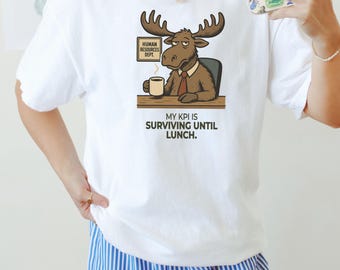 Funny Work T-Shirt: My KPI Is Surviving Until Lunch - Office Humor