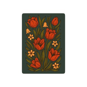 Maine Wildflower Playing Cards, Botanical Card Deck, Dark Cottagecore Floral Design, Nature Art Poker Cards, Rustic Illustrated Tulip Cards image 5