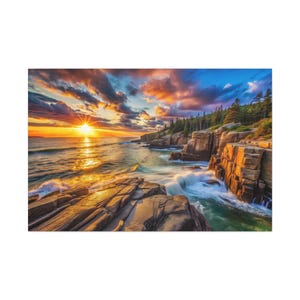 Acadia National Park Sunrise Print: Maine Coastal Landscape Wall Art