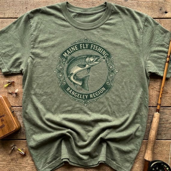 Maine Fly Fishing T-shirt, Rangeley Region Trout Tee, Comfort 