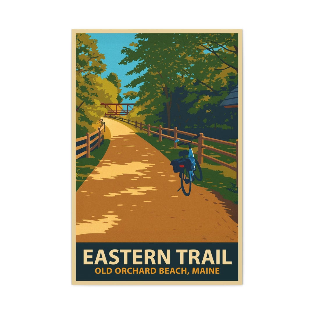 Eastern Trail Maine Canvas | Maine Wall Art Retro Travel Poster Print ...