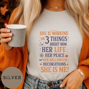 funny Halloween shirt for women fall humor graphic tee spooky season self care pumpkin decorations witchy October vibes rustic gift