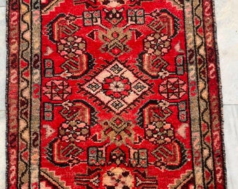 Vintage Afghan Turkoman Rug: Hand Knotted Oushak Design, 2x3 Boho Rug