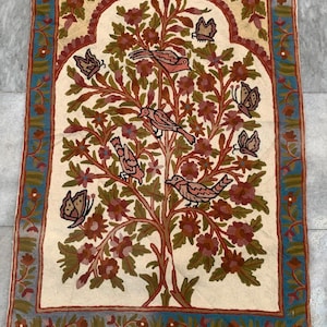 2x3 French Style Aubusson Rug Needle Point Rug Chain Stitch Rug  Birds on tree View Rug Home Decor Rug, 90x60 cm Free shipping
