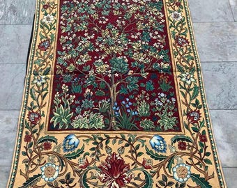 Vintage French birds on Tree Design Tapestry Wall Hanging: 3x4 Multicolor Home Decor