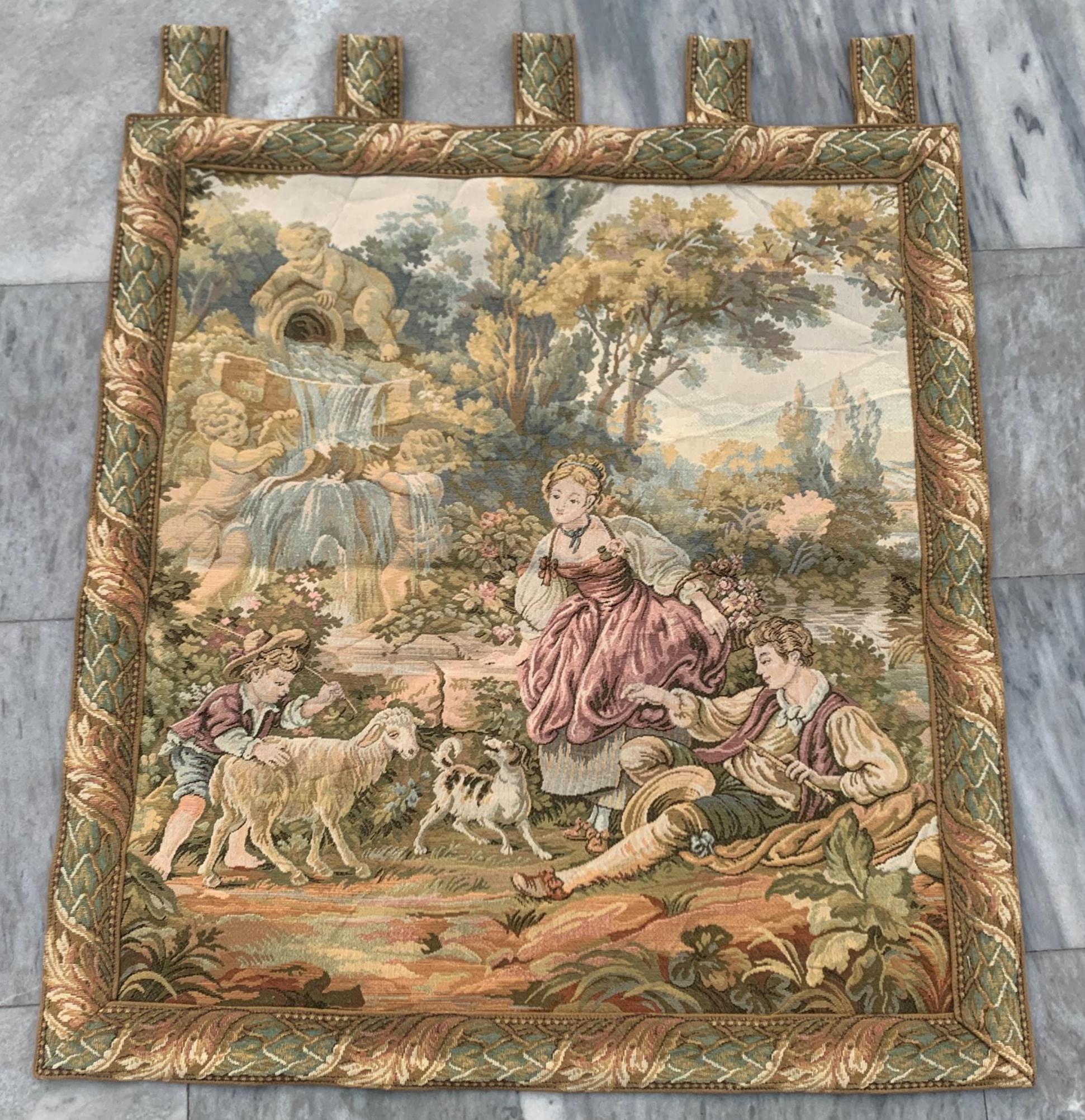 ヴィンテージ フランス製タペストリー 素晴らしい絵画風の居心地の良い壁飾り ヴィンテージ フランス製タペストリー 素晴らしい絵画風の居心地の良い