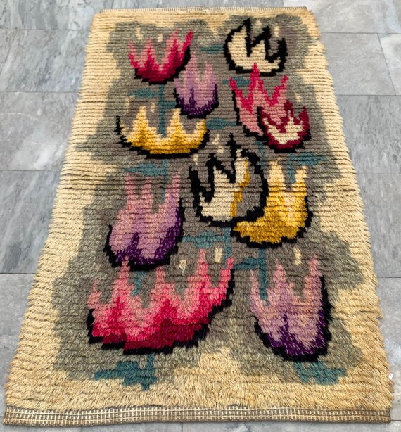 Flauschiger schwedischer Teppich: 3x4 Flur Deko, 129 x 89 cm