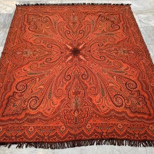 5x6 Vintage Paisley Wool Shawl Scarf: 175x140cm