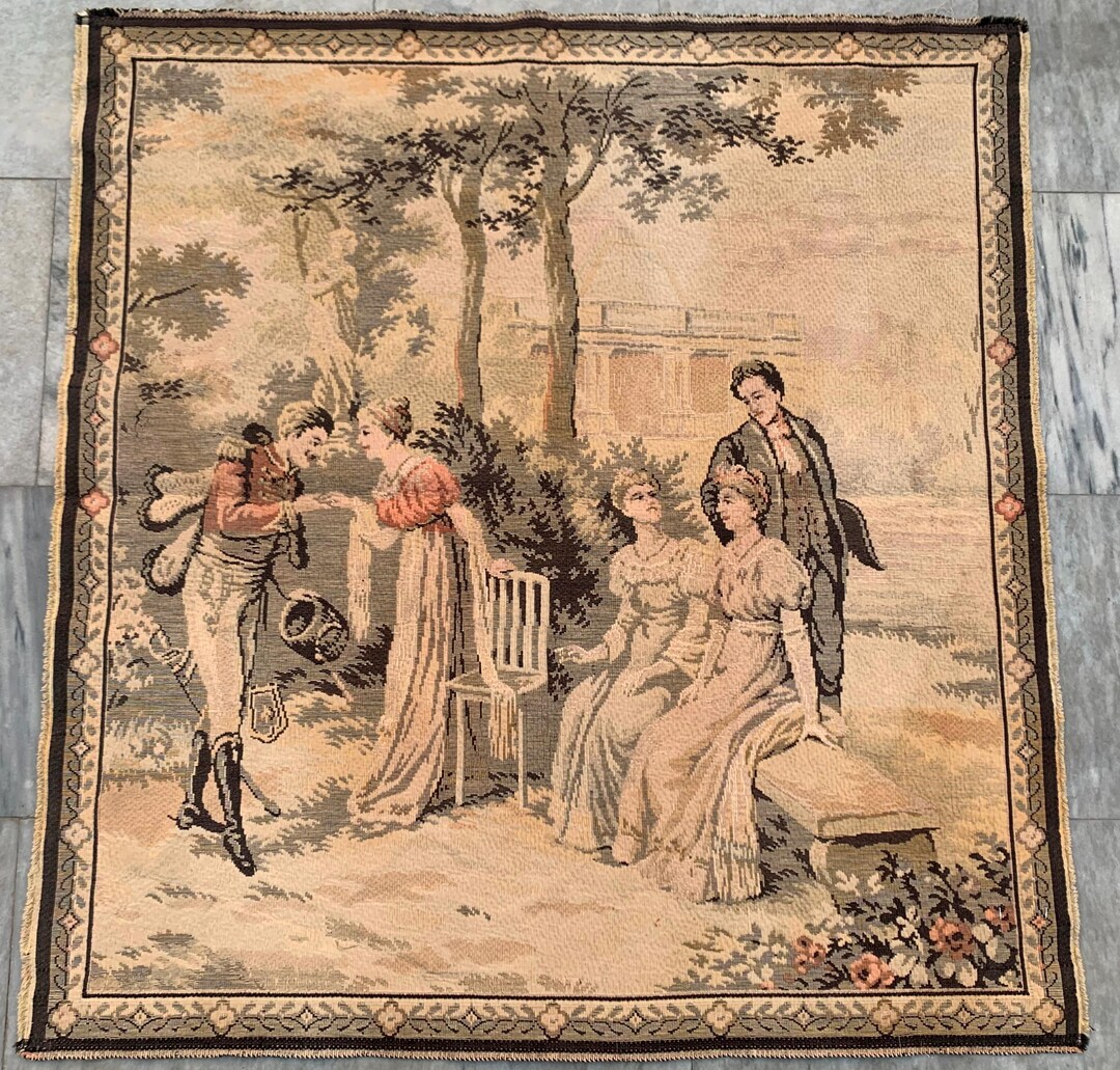 Vintage French Romantic Tapestry Wall Hanging: 3x3 Pictorial Decor - Etsy