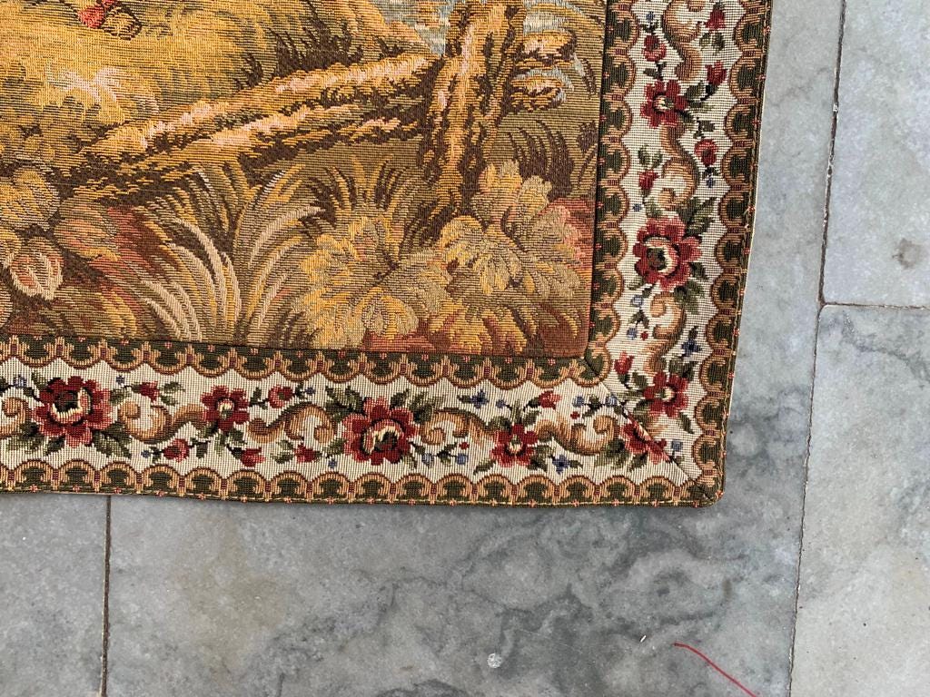 フランス　ビンテージ　タペストリー ヴィンテージ フランス絵画タペストリー：ロマンチックな壁掛け（160 x