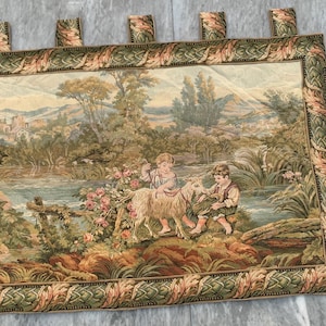 French Pictorial Tapestry: Vintage Wall Hanging, Home Decor (86x60 cm)