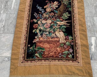 Vintage French birds on Tree Design Tapestry Wall Hanging: 3x4 Multicolor Home Decor