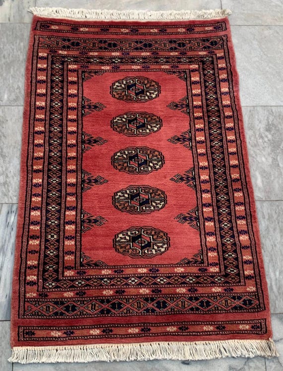 Vintage Bokhara Afghan Rug 2x3: Hand-knotted Boho Decor - Etsy