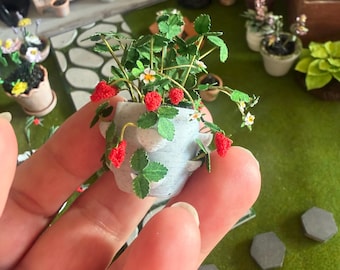 Erdbeer Blumentopf Miniatur 1:12