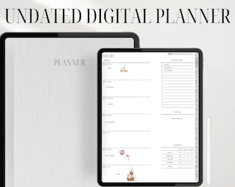Undated Digital Planner for GoodNotes, iPad, Weekly Monthly Daily (Digital Download)