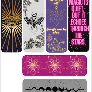 Witchy Printable Bookmarks – Celestial Moon & Magic Quotes Set | Digital Download for Book Lovers / Gift Giving