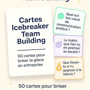 Icebreaker Team Building Cards - 50 Printable PDF Questions to Break the Ice in Business