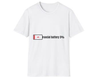 ocial Battery 5% Funny Shirt - Introvert Low Energy Tee