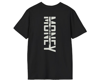 Monochrome Dollar Print T-Shirt, Edgy Graphic Tee