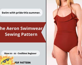 Aeron Swimsuit Sewing Pattern: Ruching Halter One-Piece (PDF Pattern)
