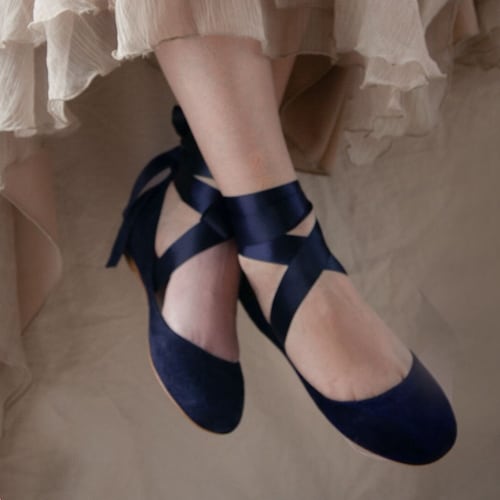 navy blue lace flats