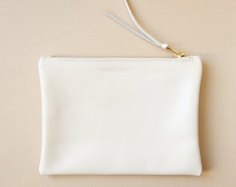 Monedero de boda Pearl Ivory en cuero, accesorio nupcial・Noa en Pearl Ivory