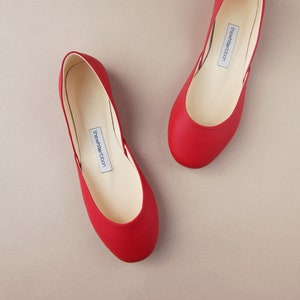 Ruby Red Ballet Flats, red shoes, ballerina style shoes, round toe shoes・Thea in Ruby Red