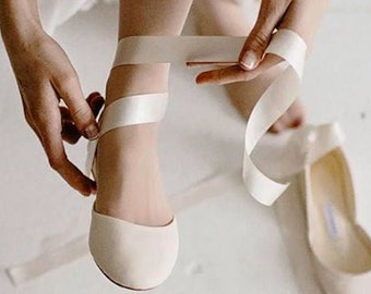 Light Ivory Wedding Ballet Flats, Custom Bridal Shoes - Made to Order