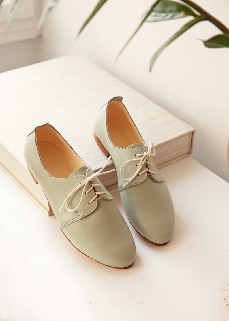 The Oxford Leather Shoes in Pastel Mint image 0