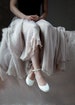 White Lace up wedding shoes, low heel bridal flats, white Mary Janes with French Lace & Ankle Straps - LUNA 