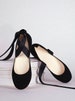 Black Nubuck Ballet Flats, shoes with ribbons, ballerina style shoes, lace up ribbons, black dance shoes - SIENNA 