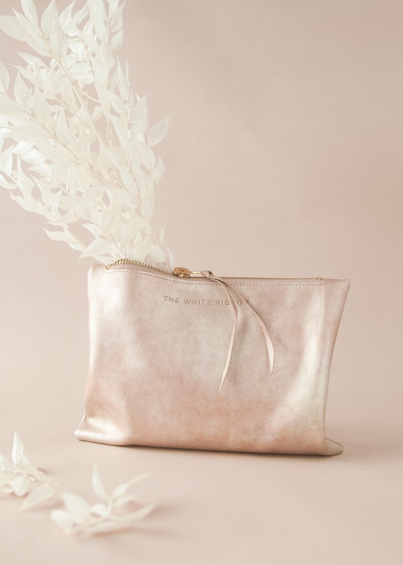 Rose Gold Bridal Purse, Bridesmaids gift, Gift for Mom of the bride, Travel Purse ... Cloudy Rose Gold image 2