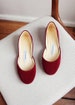 Cherry Red nubuck ballet flats, red velvet low heel shoes, red suede shoes, leather ballet flats - THEA 