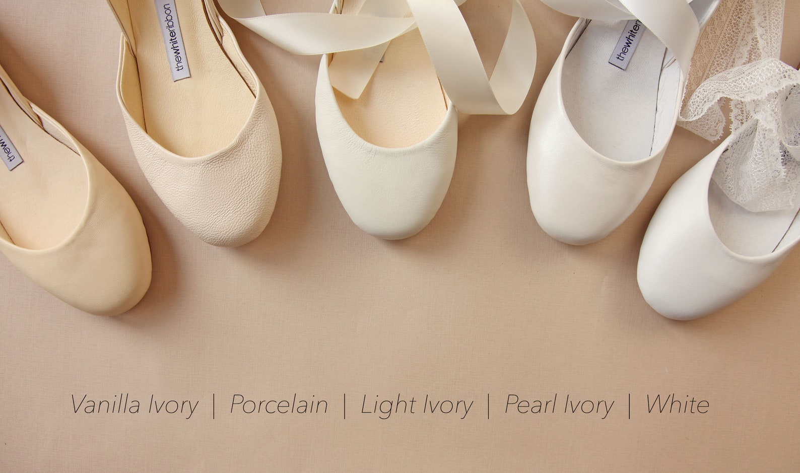 the wedding shoes | custom bridal ballet flats | ivory white pearl bridal shoes | satin and french lace | made to order