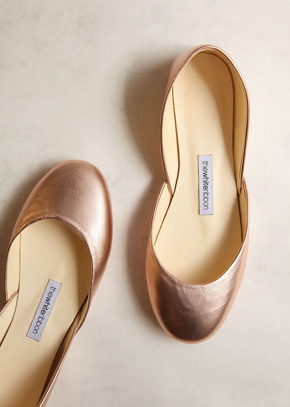 rose gold metallic flats