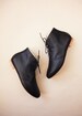 Black Leather Ankle Boots, low heel ankle booties, short boots, women's flat shoes - LEA 