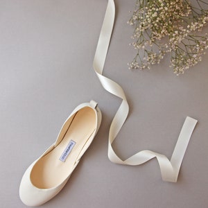 Ivory Bridal Shoes, Wedding Shoes with Lace Up Satin RibbonsLuna in Ivory image 6