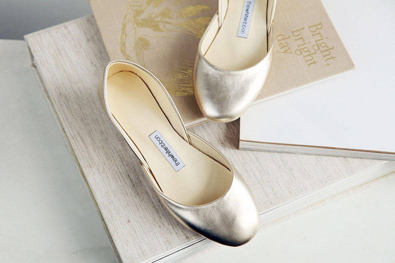 the metallic ballet flats in gold | wedding shoes | pointe style shoes | classic model | standard width | gold | ready to ship