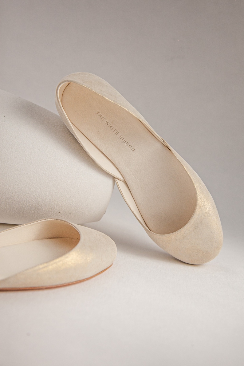 The Metallic Ballet Flats in White Pastel GoldStandard WidthThea in White Gold image 2