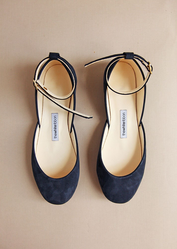blue ballet flats with ribbon