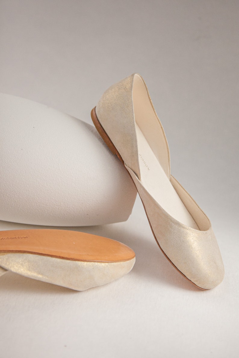 The Metallic Ballet Flats in White Pastel GoldStandard WidthThea in White Gold image 3