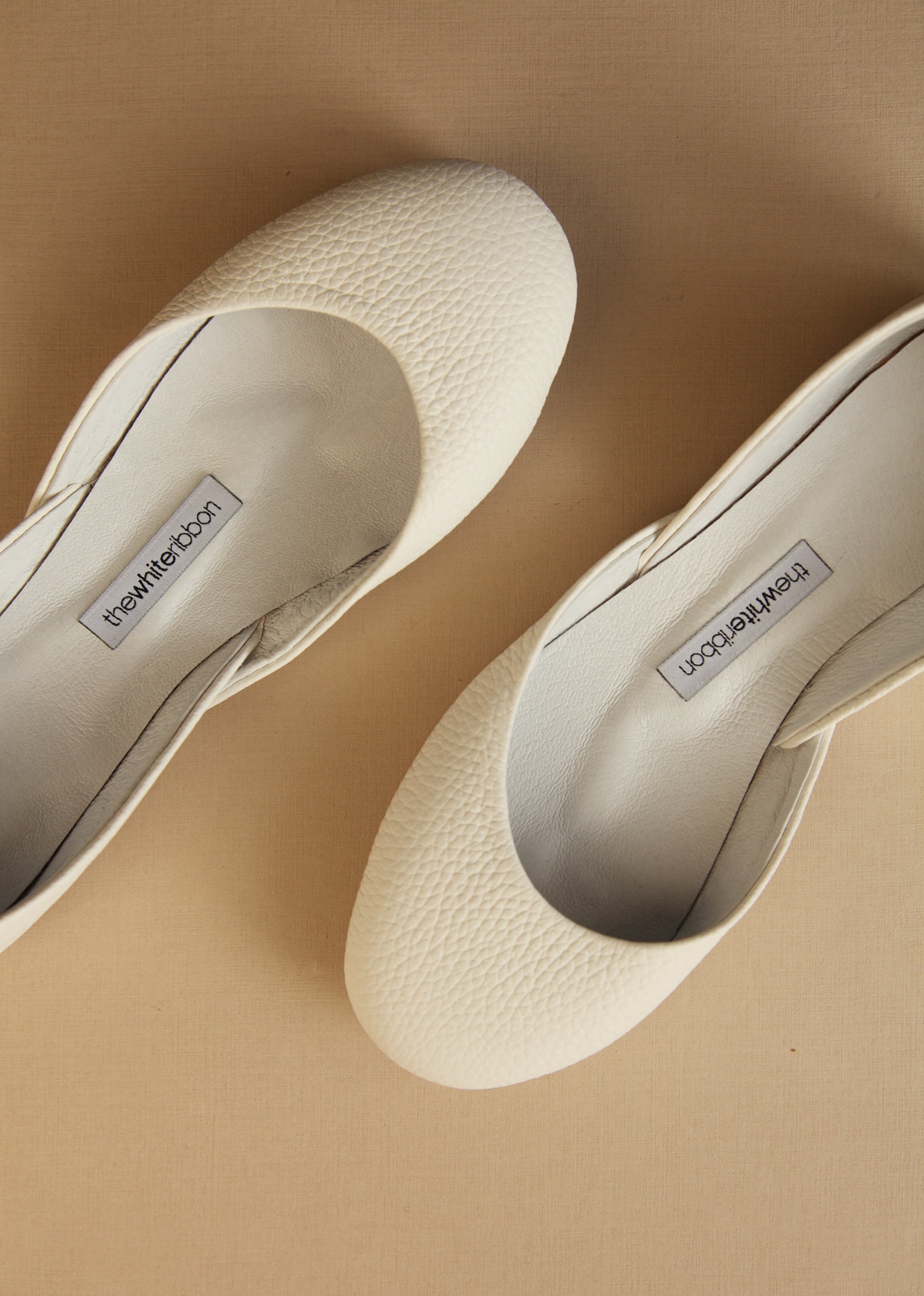 the classic ballet flats in ivory textured | pointe style shoes | standard width | ivory textured | classic cut | ready to ship