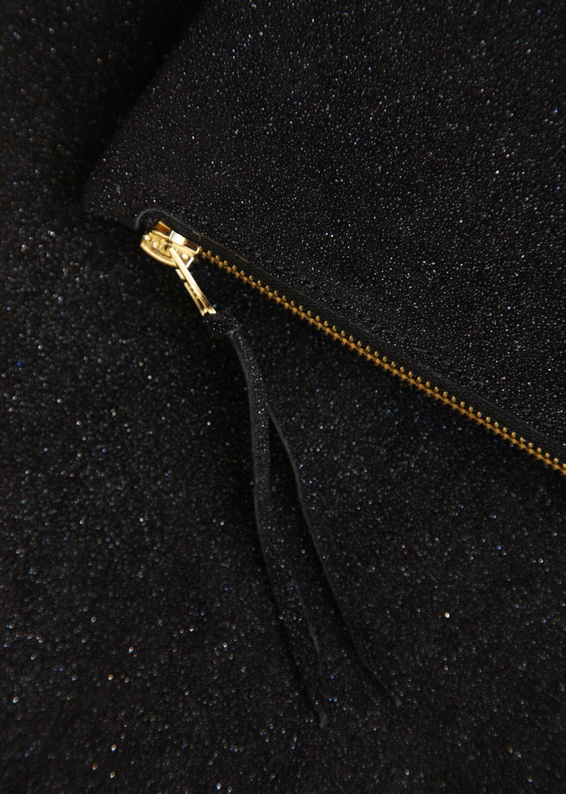 close up shot of sparkling black leather purses