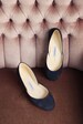 Navy Blue ballet flats, something blue wedding shoes, dark blue ballerina shoes, nubuck leather shoes - THEA 