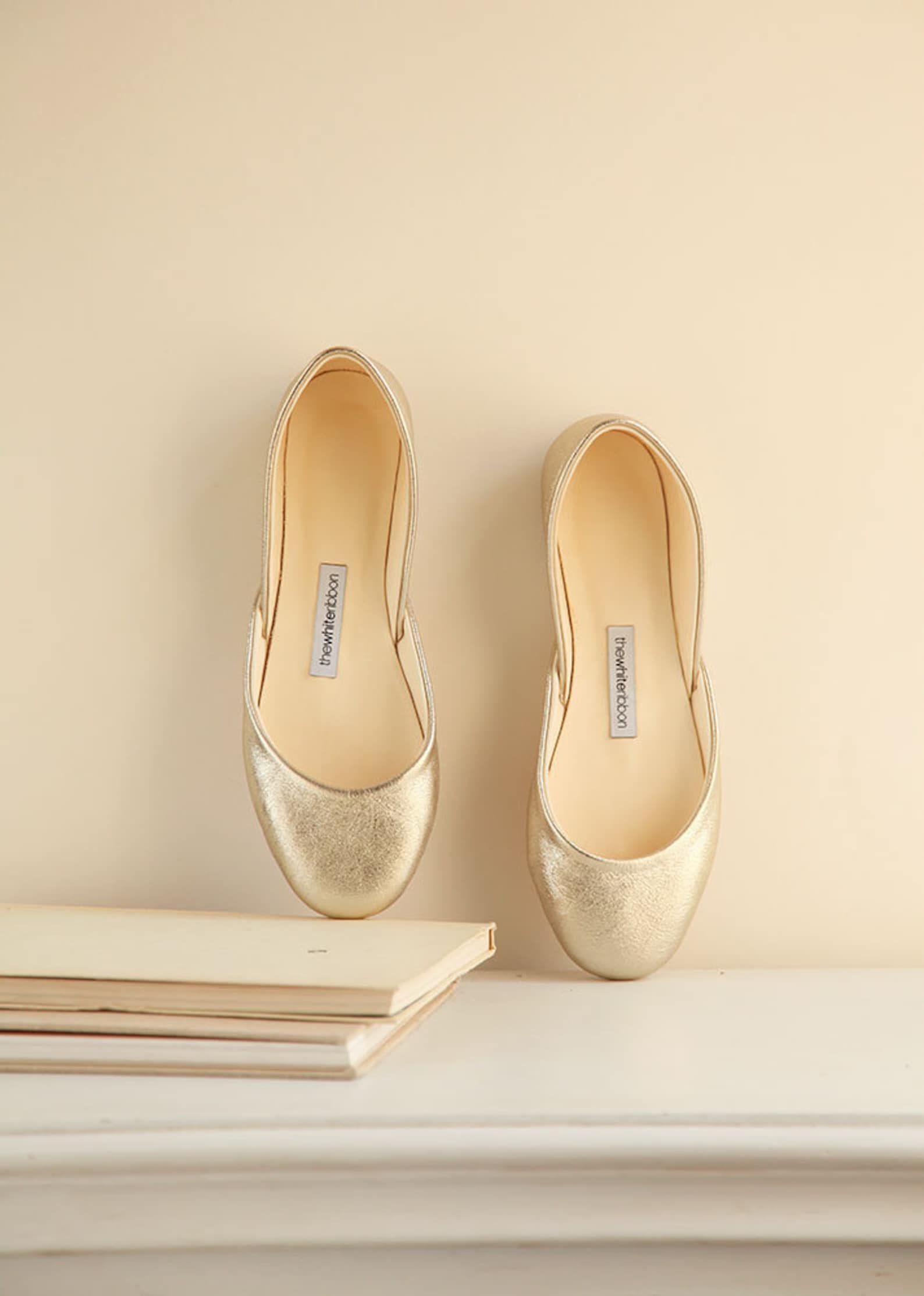 gold sparkly ballet flats