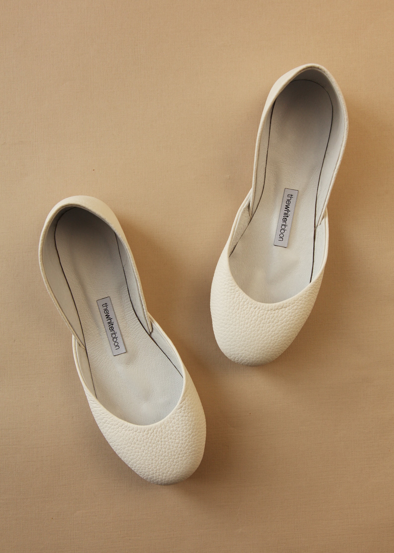 the classic ballet flats in ivory textured | pointe style shoes | standard width | ivory textured | classic cut | ready to ship